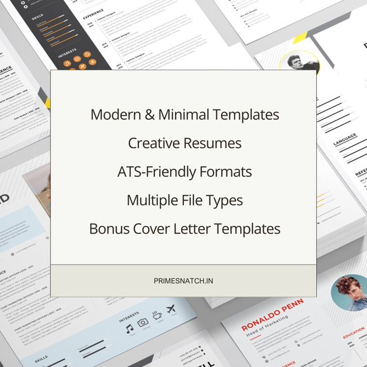 Professional Resume Templates Bundle – Modern, Creative & ATS-Friendly Designs